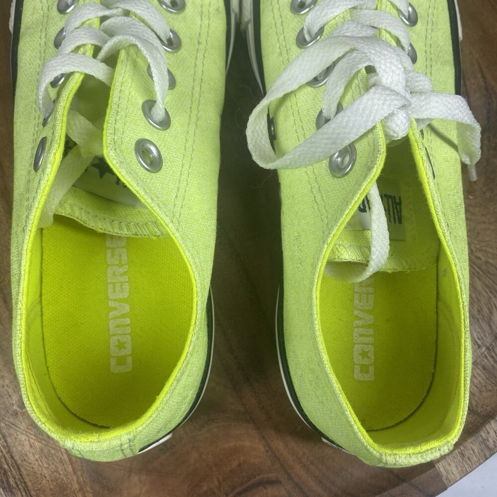 Converse Chuck Taylor All Star Womens Neon Green Size 7 Low Top Shoes Sneakers - Picture 7 of 10